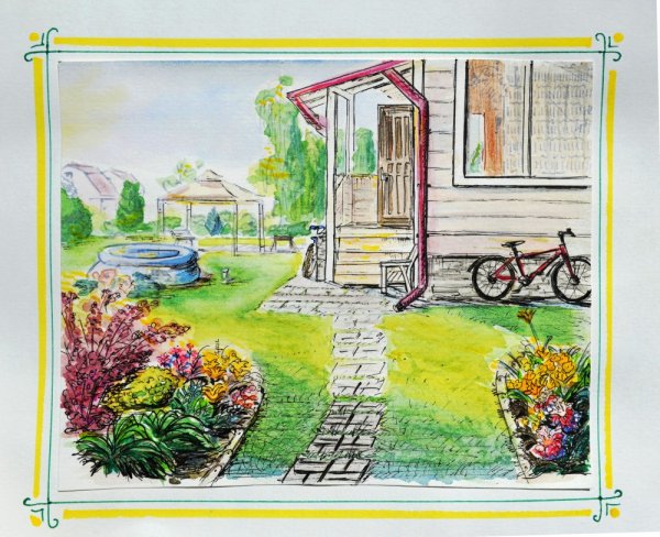 Рисунки деревни карандашом для срисовки