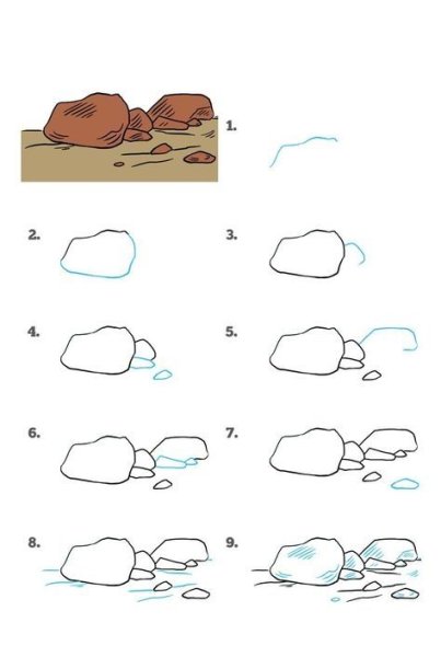 Как нарисовать камень поэтапно