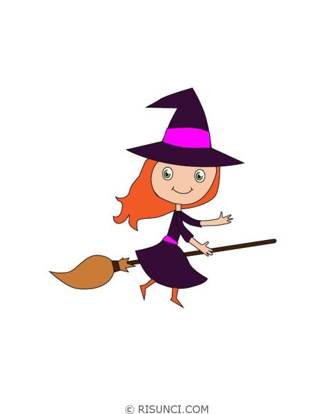 Как нарисовать ведьму на Хэллоуин поэтапно