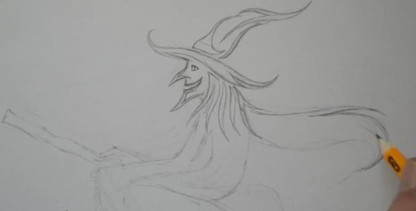 Поэтапное рисование ведьмы