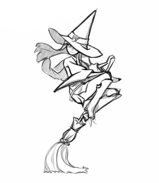 Ведьмочка рисунок карандашом для начинающих