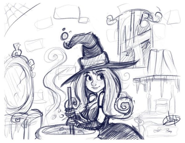 Срисовка ведьмы поэтапно