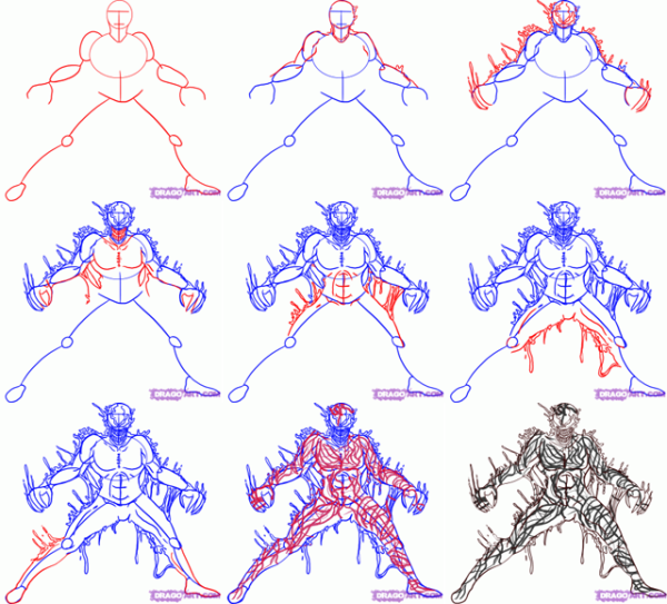 Веном поэтапный рисунок