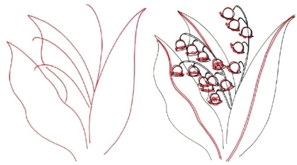 Поэтапное рисование ландыша