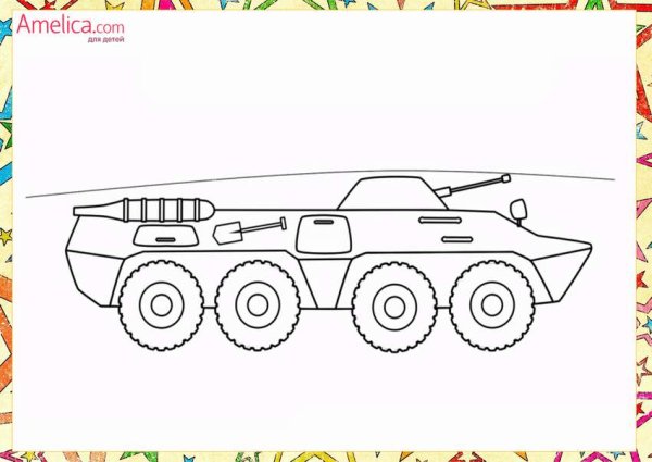 Военная машина раскраска для малышей