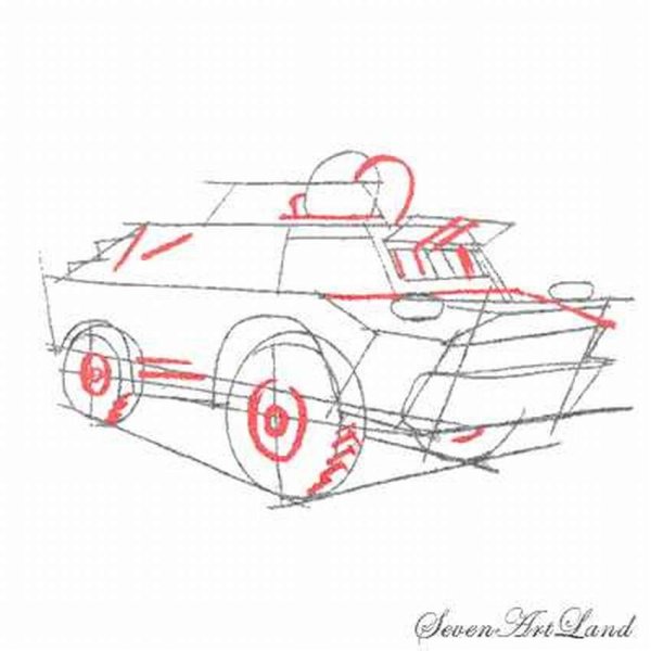 Военная машина рисунок поэтапно