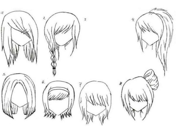 Причёски для рисования аниме