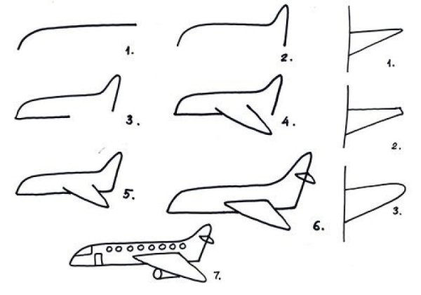 Поэтапное рисование самолета