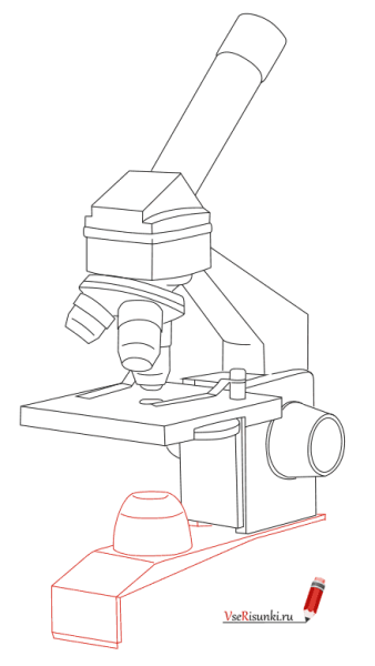 Поэтапное рисование микроскопа