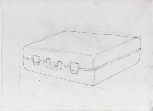 Нарисовать чемодан карандашом