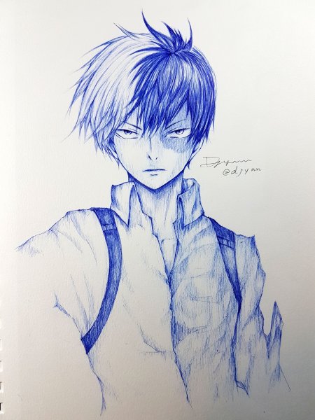 Тодороки арт карандашом