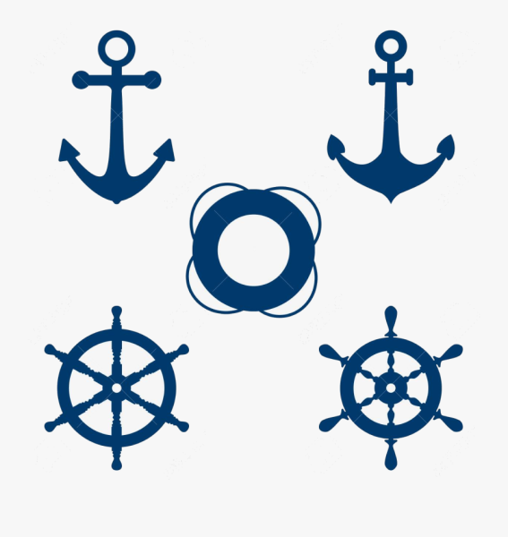 Прозрачные якорь и штурвал