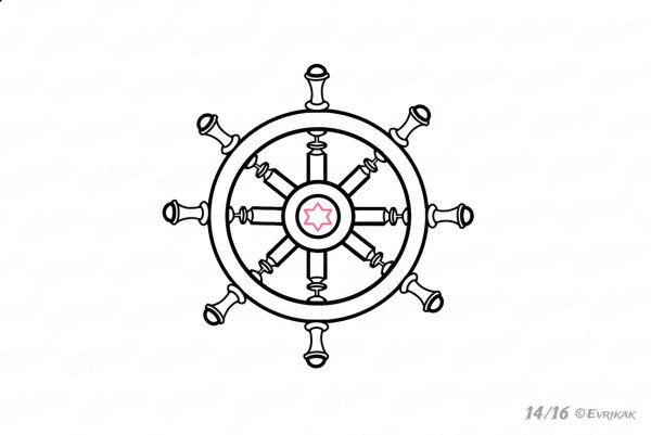 Штурвал корабля рисунок карандашом