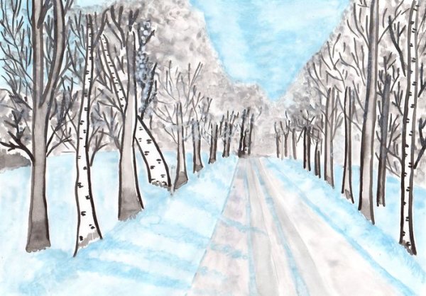 Зимний пейзаж линейная перспектива