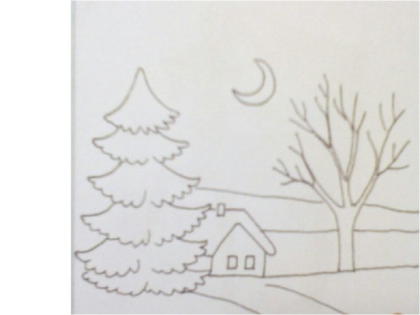 Зимний пейзаж карандашом для детей