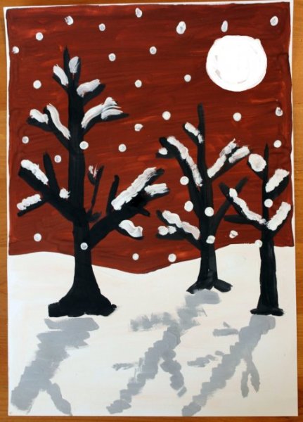 Рисование зима старшая группа