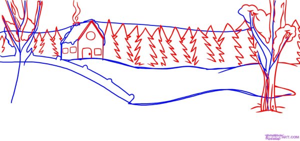 Зимние рисунки пошагово