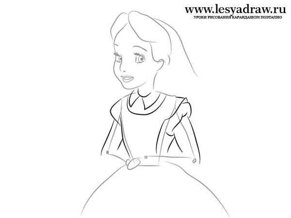 Нарисовать Алису в стране чудес поэтапно