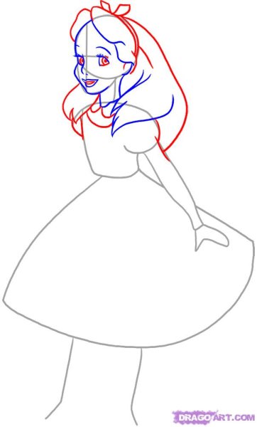 Как нарисовать Алису в стране чудес поэтапно