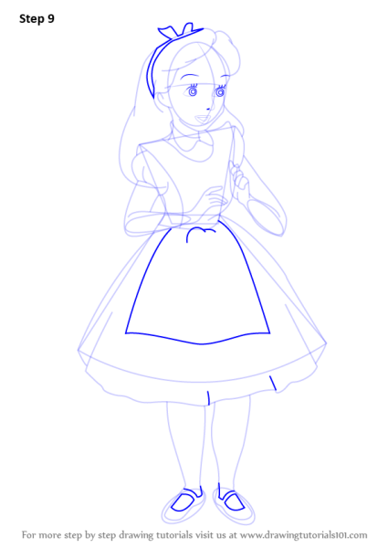 Алиса поэтапно рисунок