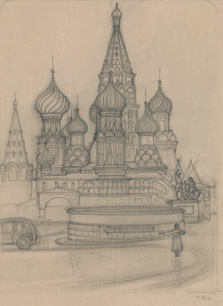 Храм Василия Блаженного Москва рисунок