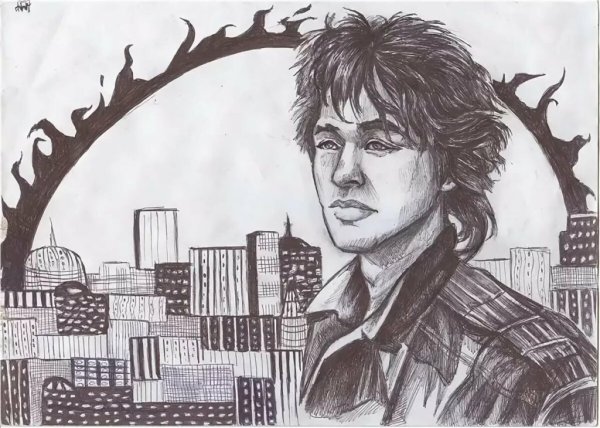 Виктор Цой гравюра