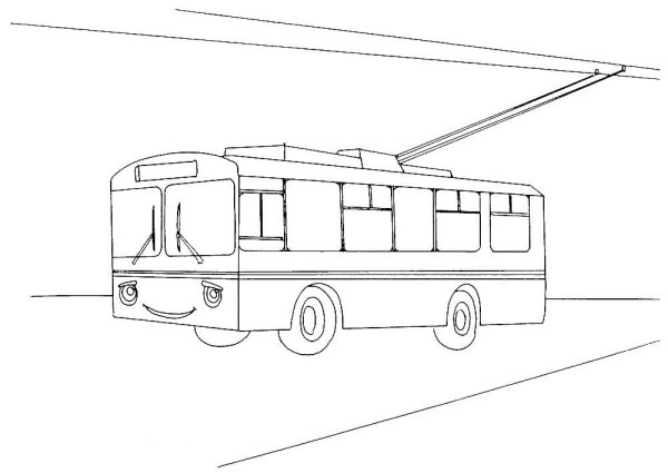 Троллейбус раскраска для детей