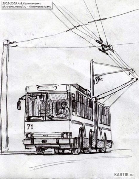Троллейбус сбоку рисунок