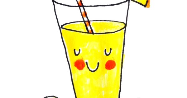 Стакан с лимонадом рисунок красками