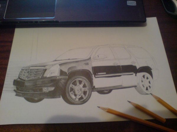 Кадиллак рисунок карандашом