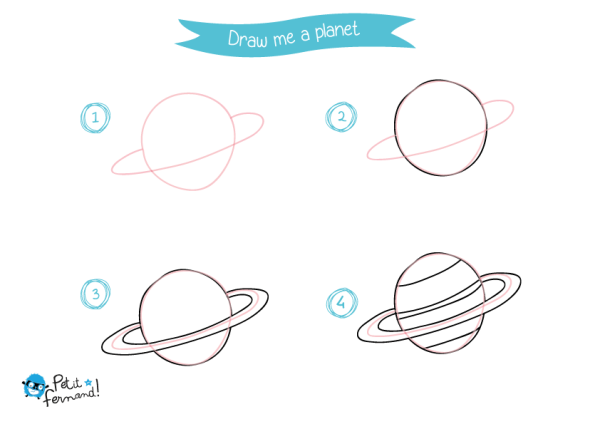 Поэтапное рисование планет для детей