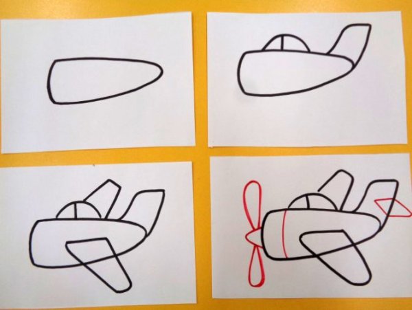 Пошаговое рисование самолета