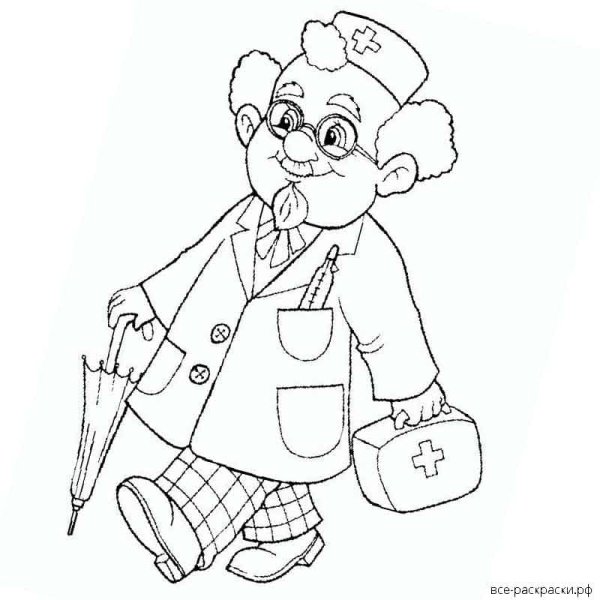 Раскраска Айболит