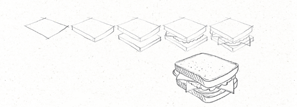 Как нарисовать бутерброд пошагово