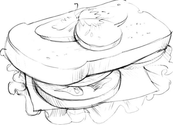 Рисунок бутерброда карандашом