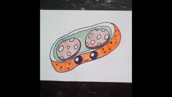 Бутерброд с колбасой рисунок карандашом