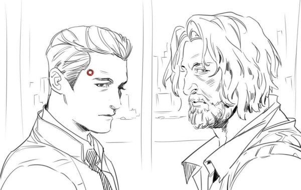 Детройт Коннор рисунки и Хэнк