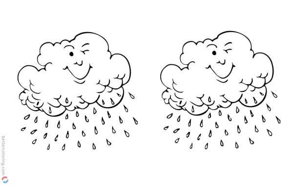Раскраска солнышко и дождик