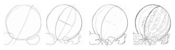Поэтапное рисование арбуза