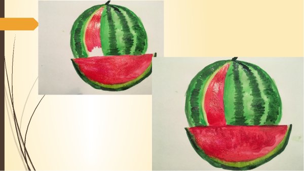 Арбуз цветными карандашами