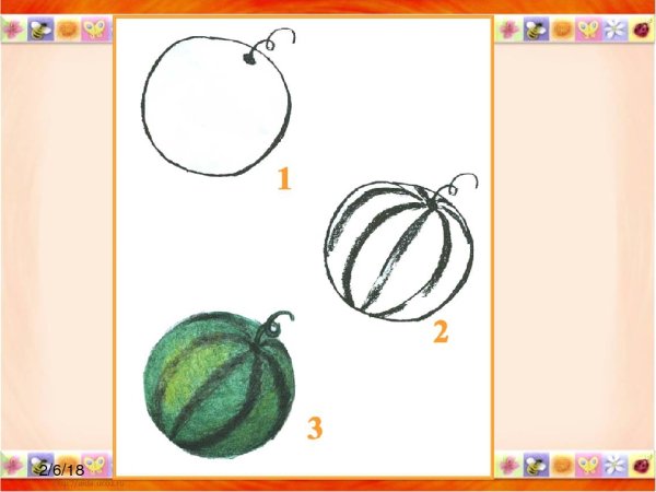 Схема рисования арбуза