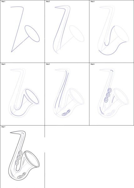 Поэтапный рисунок музыкального инструмента