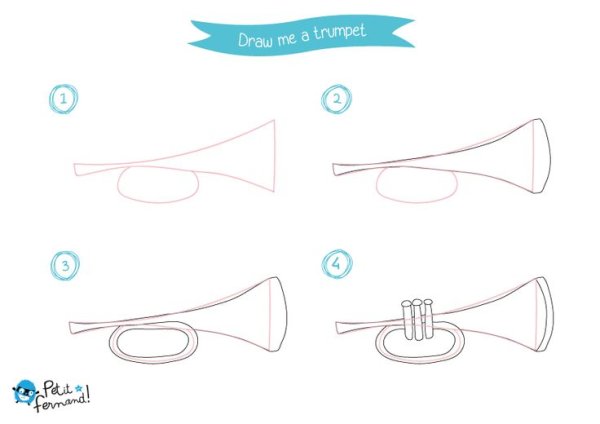 Рожок инструмент рисунок карандашом поэтапно для начинающих дома