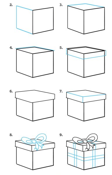 Коробочка с подарком рисования