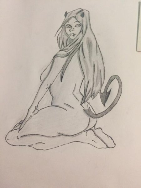 Девушка дьявол карандашом