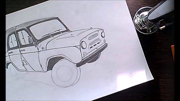 Авто рисунок карандашом УАЗ