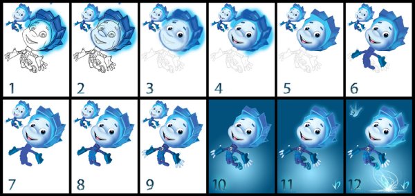 Белая картинка Нолик в прямой позе