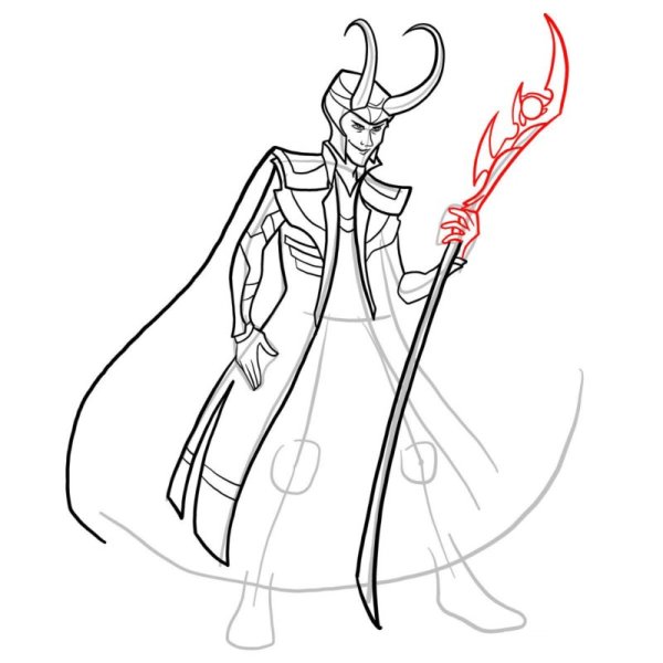 Локи нарисовать поэтапно