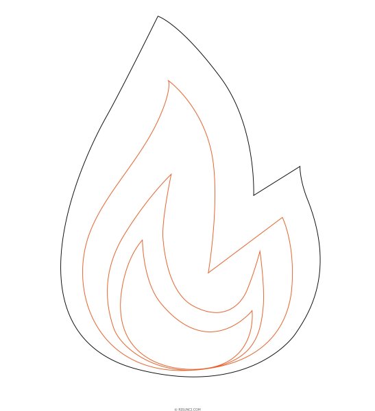 Поэтапное рисование огня карандашом