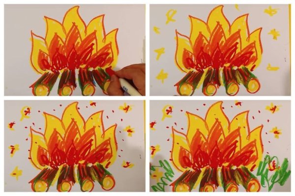 Рисунки на дисках гуашью огонь